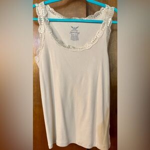 Eddie Bauer Cream Lace Trim Women's Top